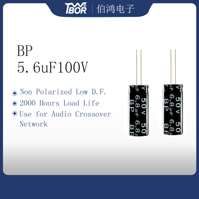 le condensateur de l'amplificateur 5.6uF100V audio de 10x16mm a non polarisé bas D.F.
