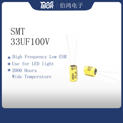 Condensateur à hautes températures électrolytique en aluminium jaune 33UF100V