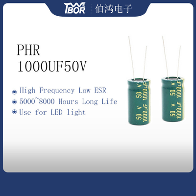 Lumière en aluminium élevée du condensateur électrolytique 1000UF 50V RoHS LED de Voltag