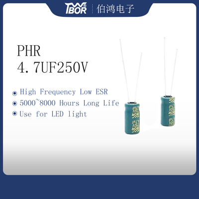 Cylindre 4.7UF 250V Al Electrolytic Capacitor 8x9MM ISO9001