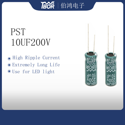 Condensateur 10uf 200v de lumière du vert 10x16mm LED 10000 heures extrêmement de longue durée